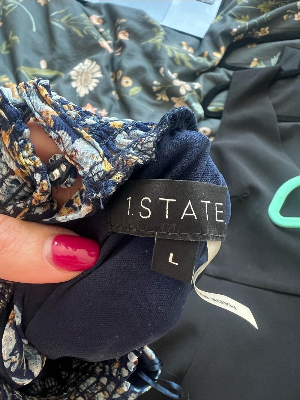 STATE Navy Floral High-Neck Ruffled Mini Dress - Picture 4 of 4